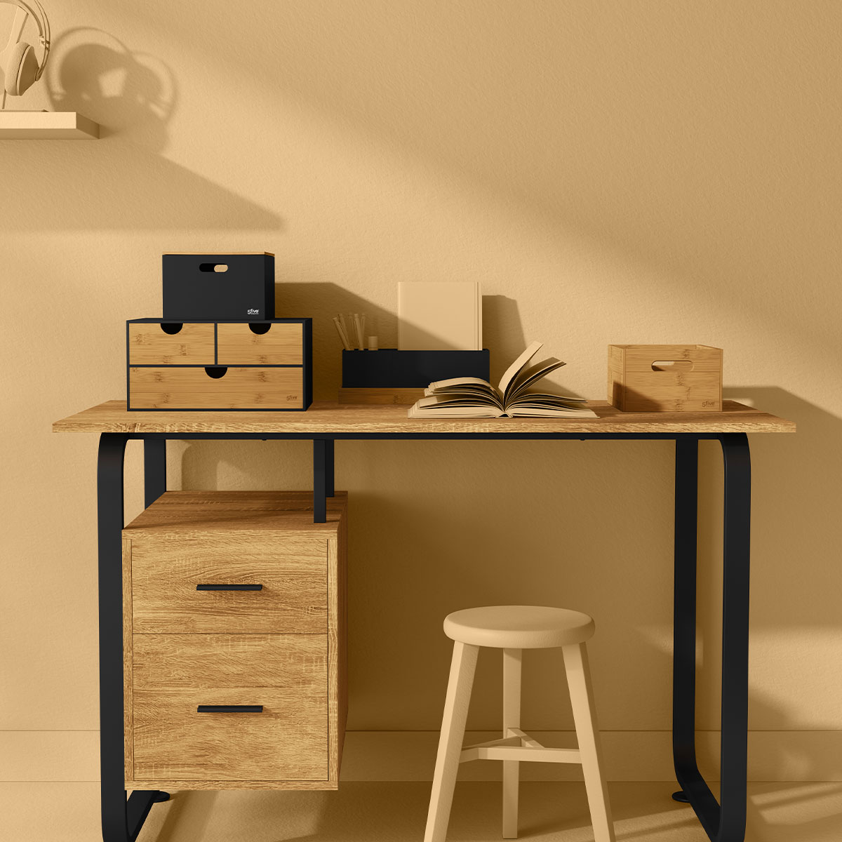 3 paniers rectangle en bambou Blackbamboo