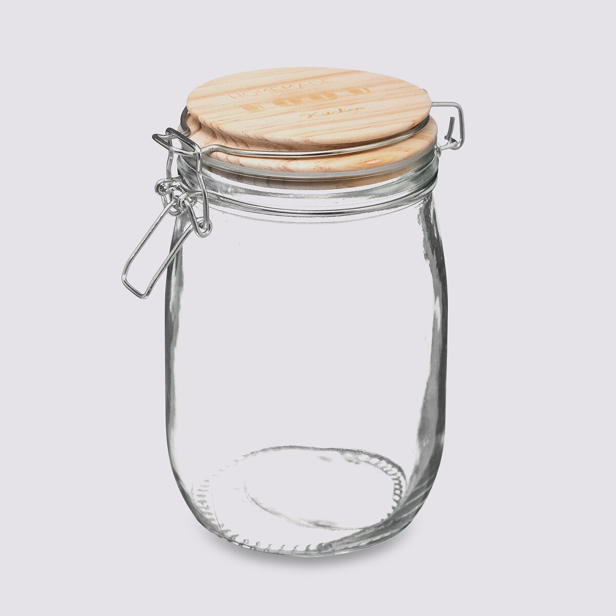 Bocal verre couvercle pin, 1l Wording