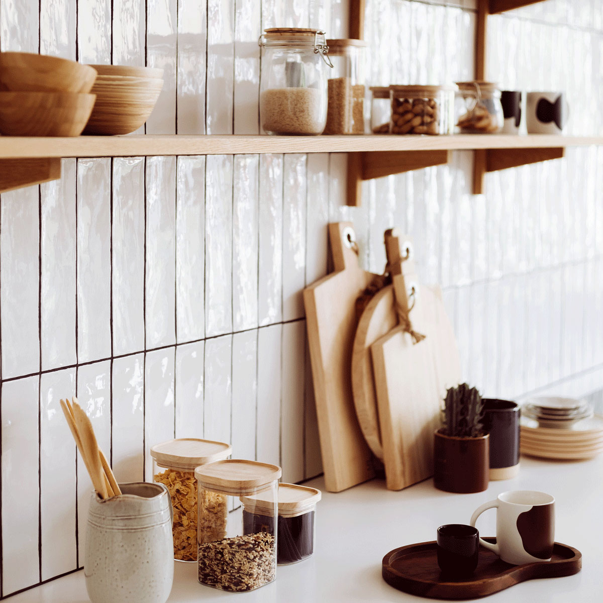 Bocal verre couvercle pin, 1l Wording