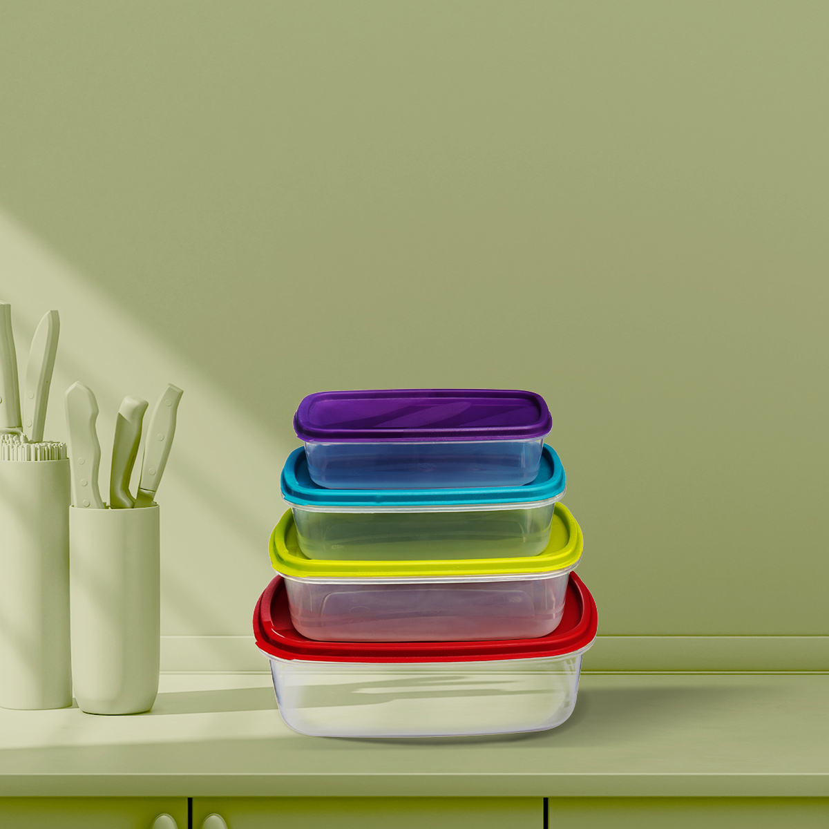 4 boîtes de conservation plastique Colors