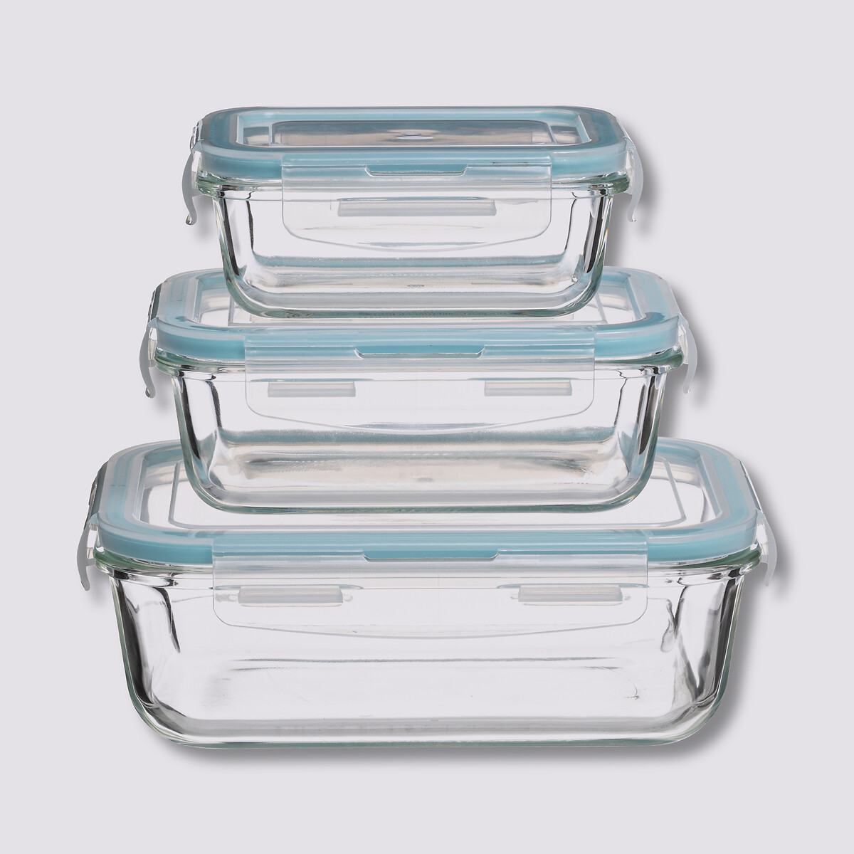 3 petites boîtes rect de conservation verre Clipeat