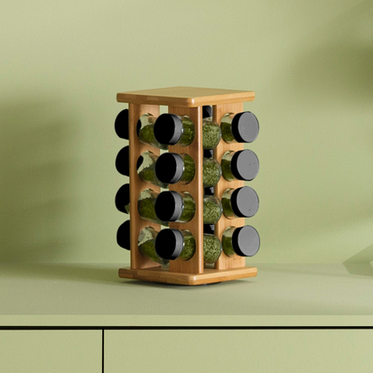 Support rotatif 16 pots à épices Bambou