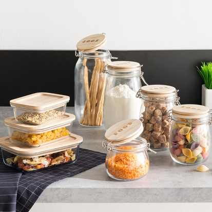 Bocal verre couvercle pin, 2l Wording