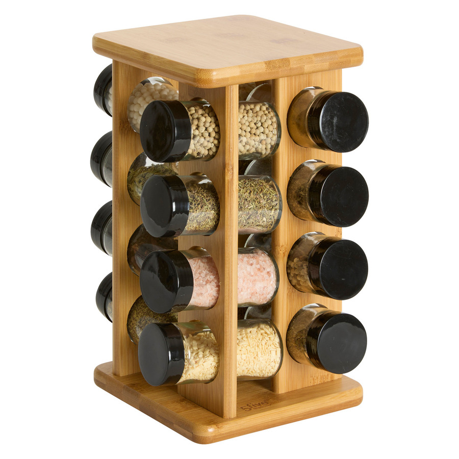 Support rotatif 16 pots à épices Bambou