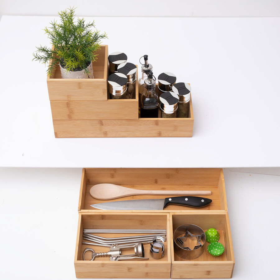 3 organiseurs empilables Bambou