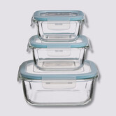 3 petites boîtes carrées de conservation verre Clipeat