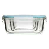 3 petites boîtes carrées de conservation verre Clipeat