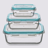 3 grandes boîtes rect de conservation verre Clipeat