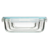 3 petites boîtes rect de conservation verre Clipeat