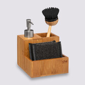 Distributeur de savon avec brosse, éponge Bambou
