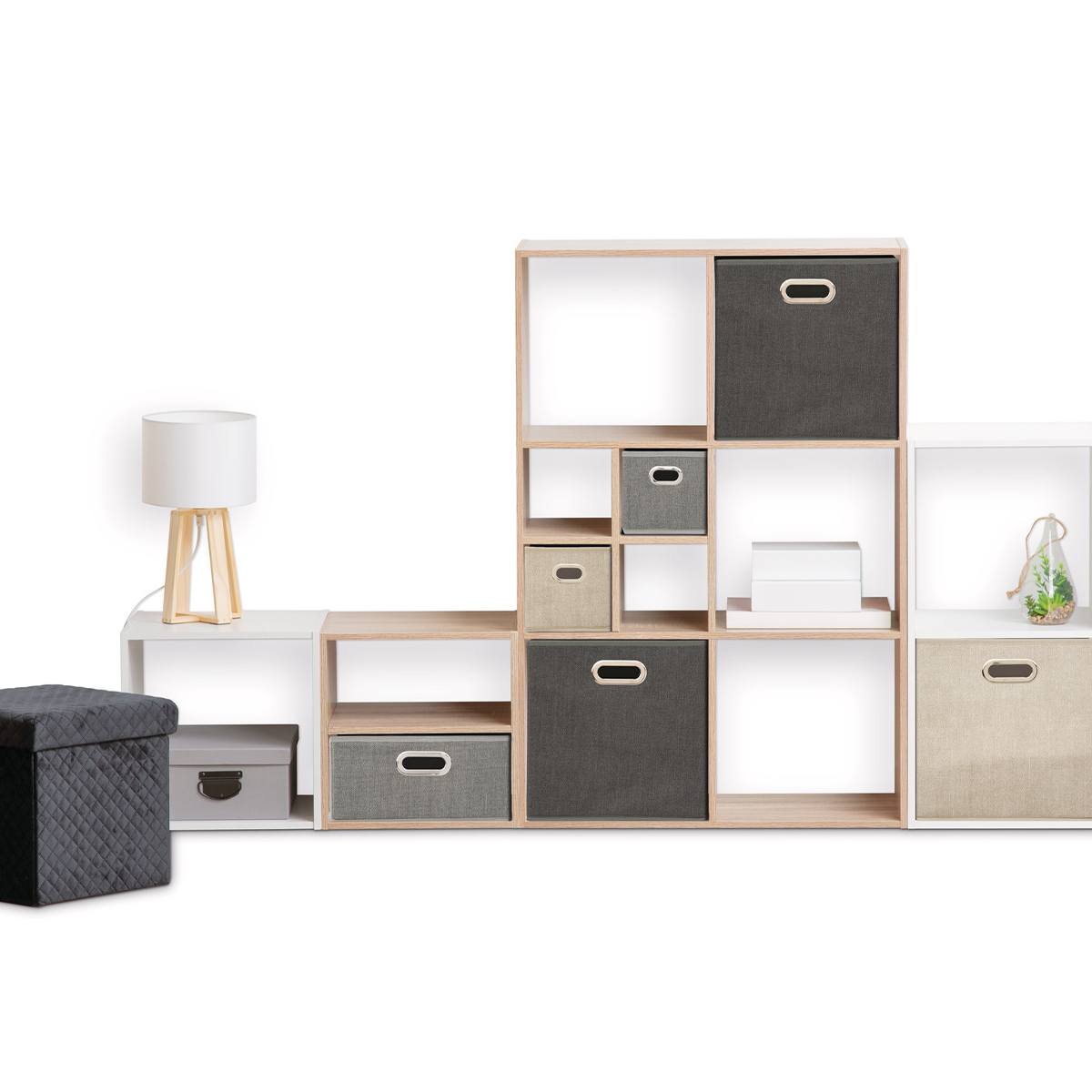 Panier tissu 31x31 cm, gris foncé chiné Mix'n modul