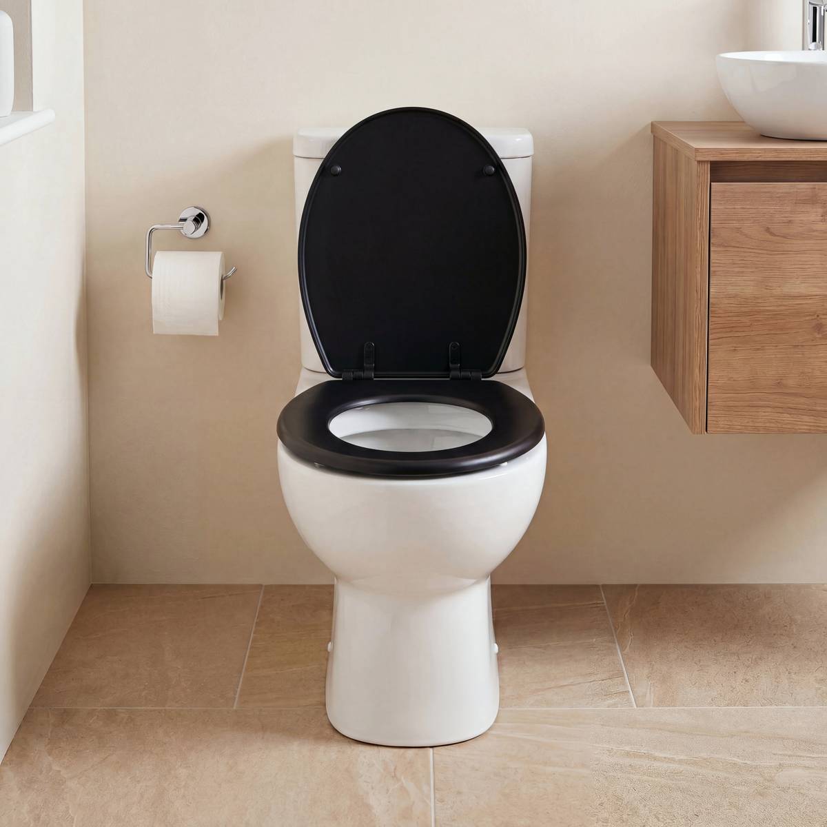 Abattant wc bois laqué, noir Colorama