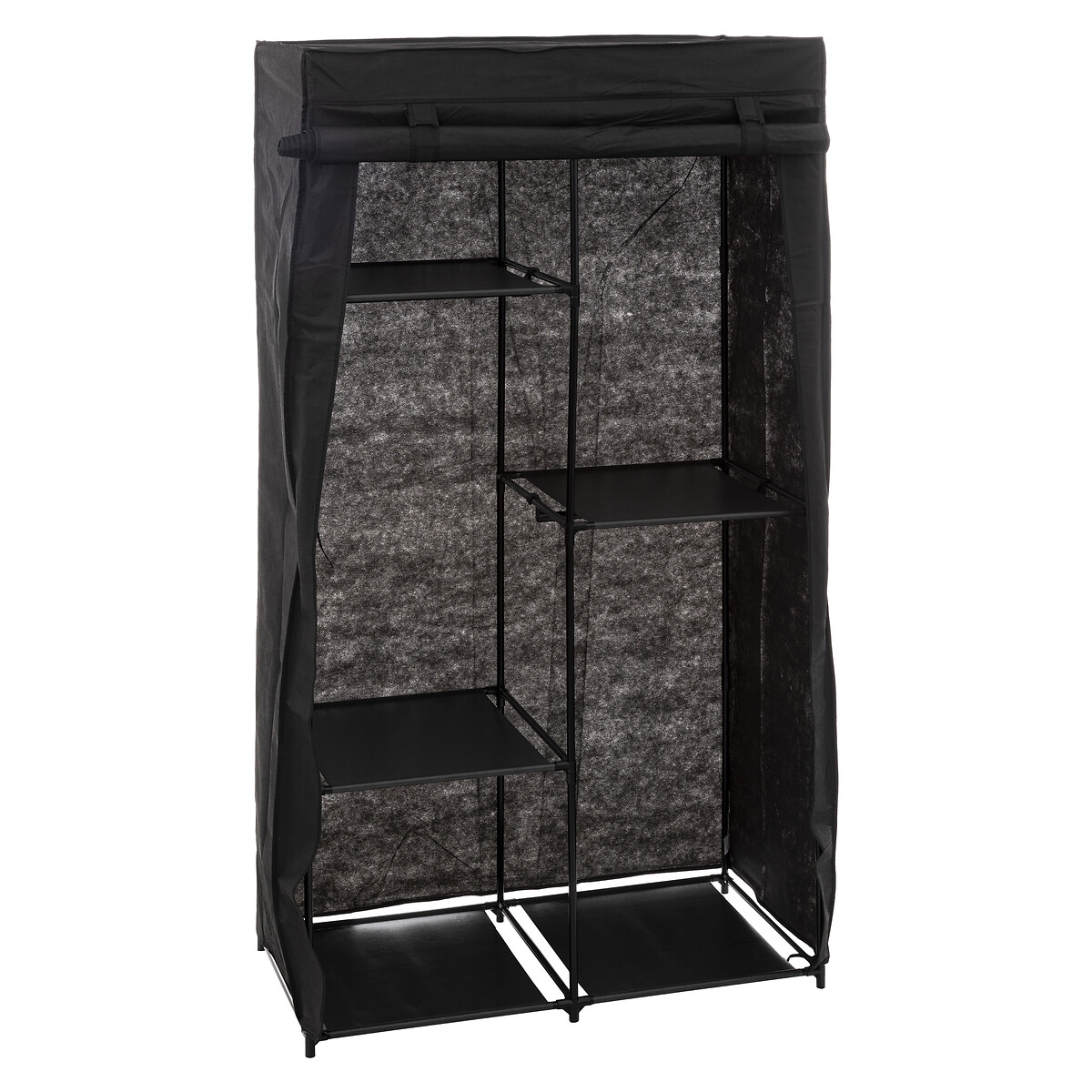 Armoire penderie modulable, tissu noir 