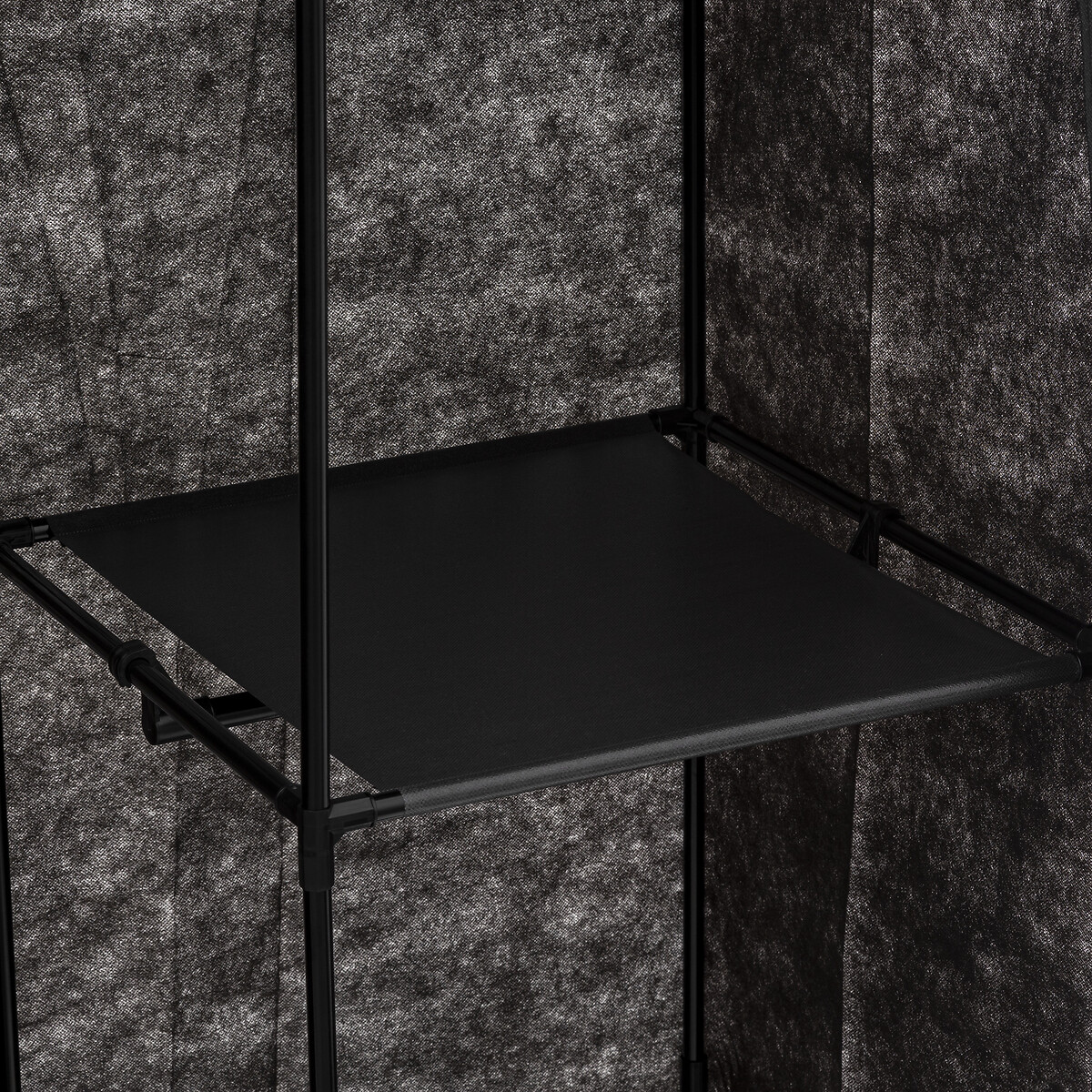 Armoire penderie modulable, tissu noir 