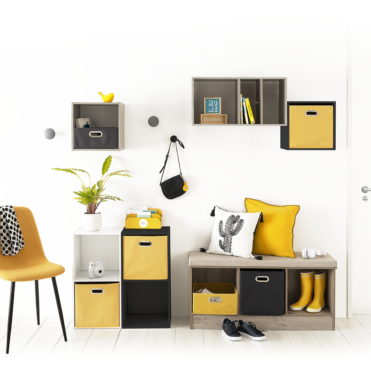 Banc 3 cases, effet chêne naturel Mix'n modul