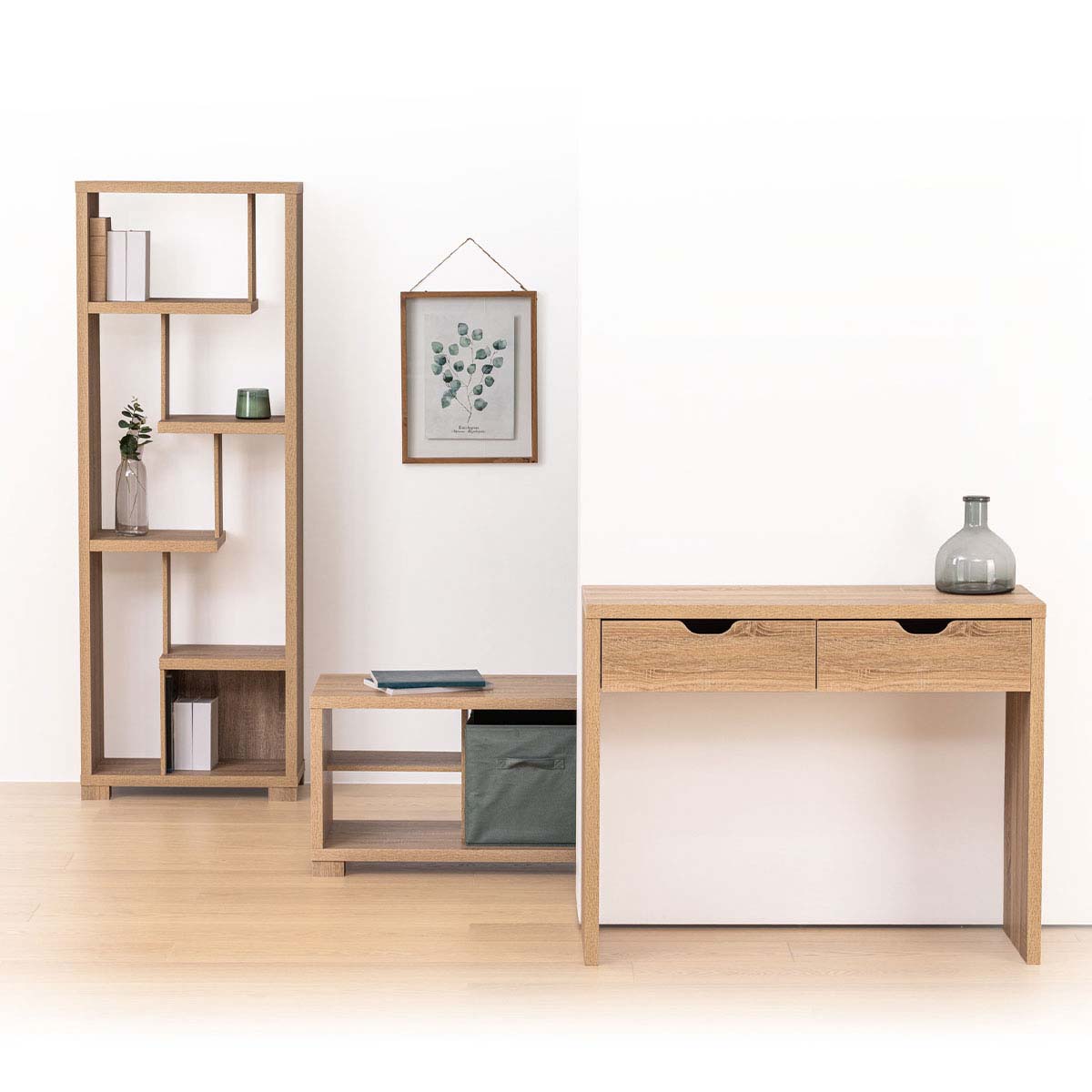 Bibliothèque 6 niveaux, effet chêne naturel Bivoak