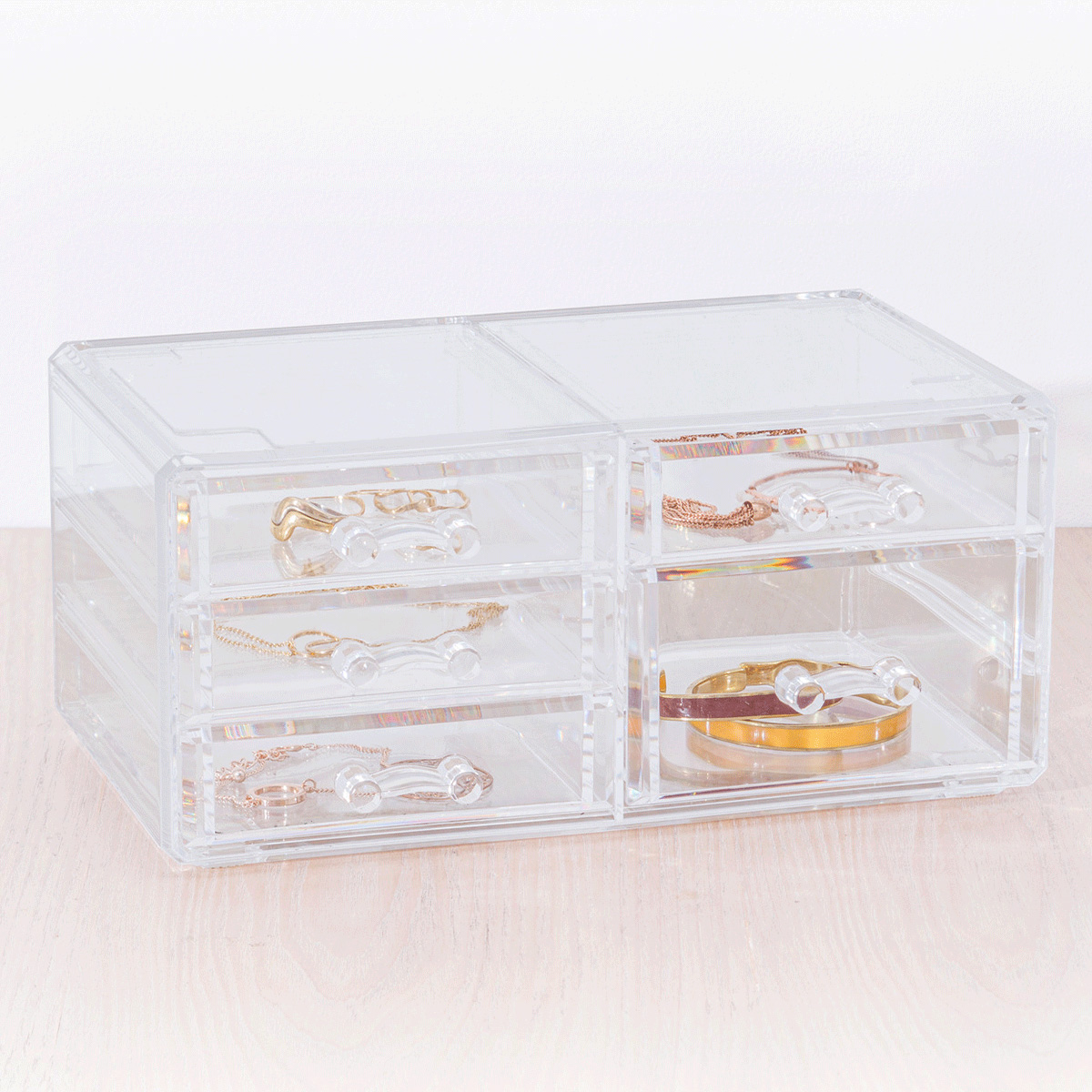 Boîte à bijoux 5 tiroirs, transparent Selena