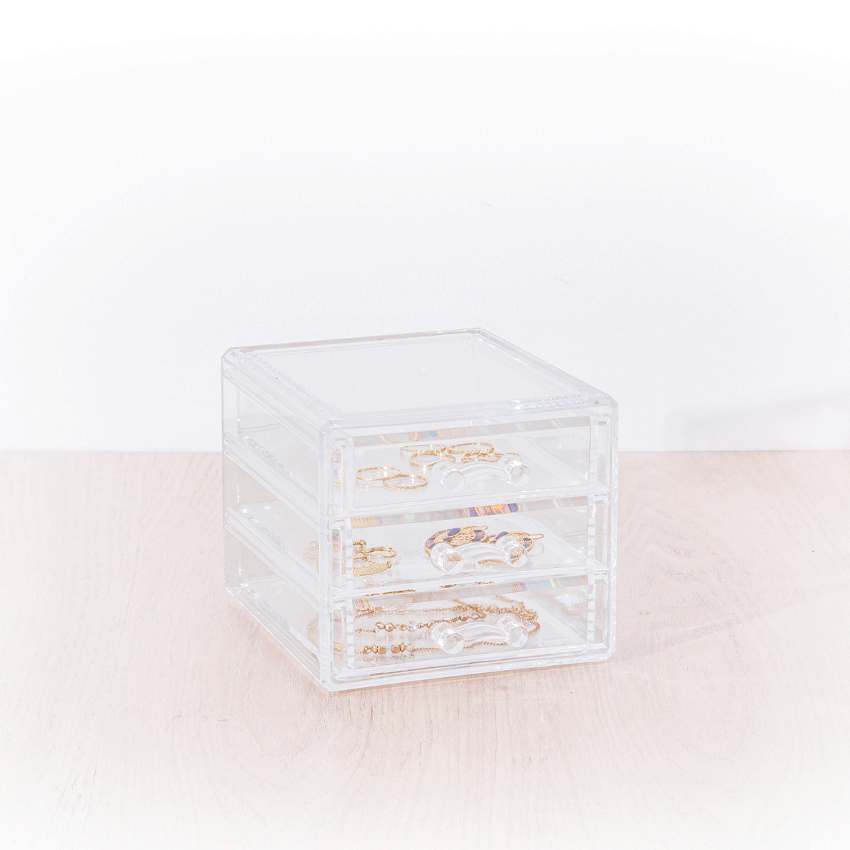 Boîte à bijoux 3 tiroirs, transparent Selena