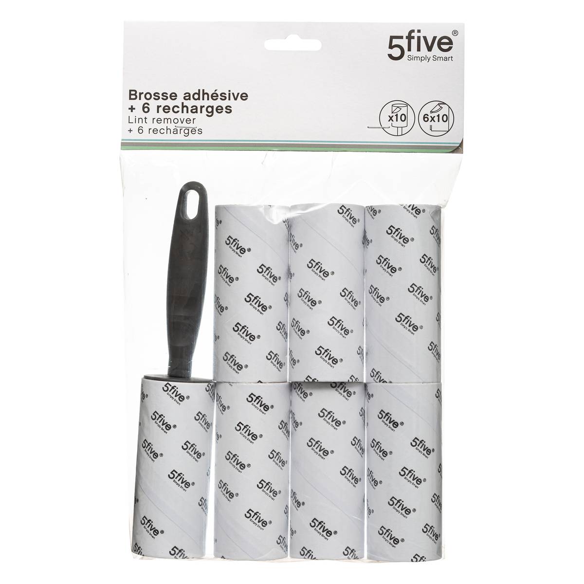 Brosse à vêtements 6 recharges, gris