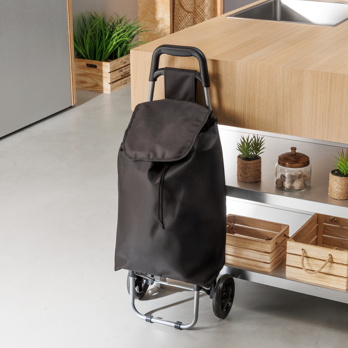 Chariot de courses  2 roues, noir 