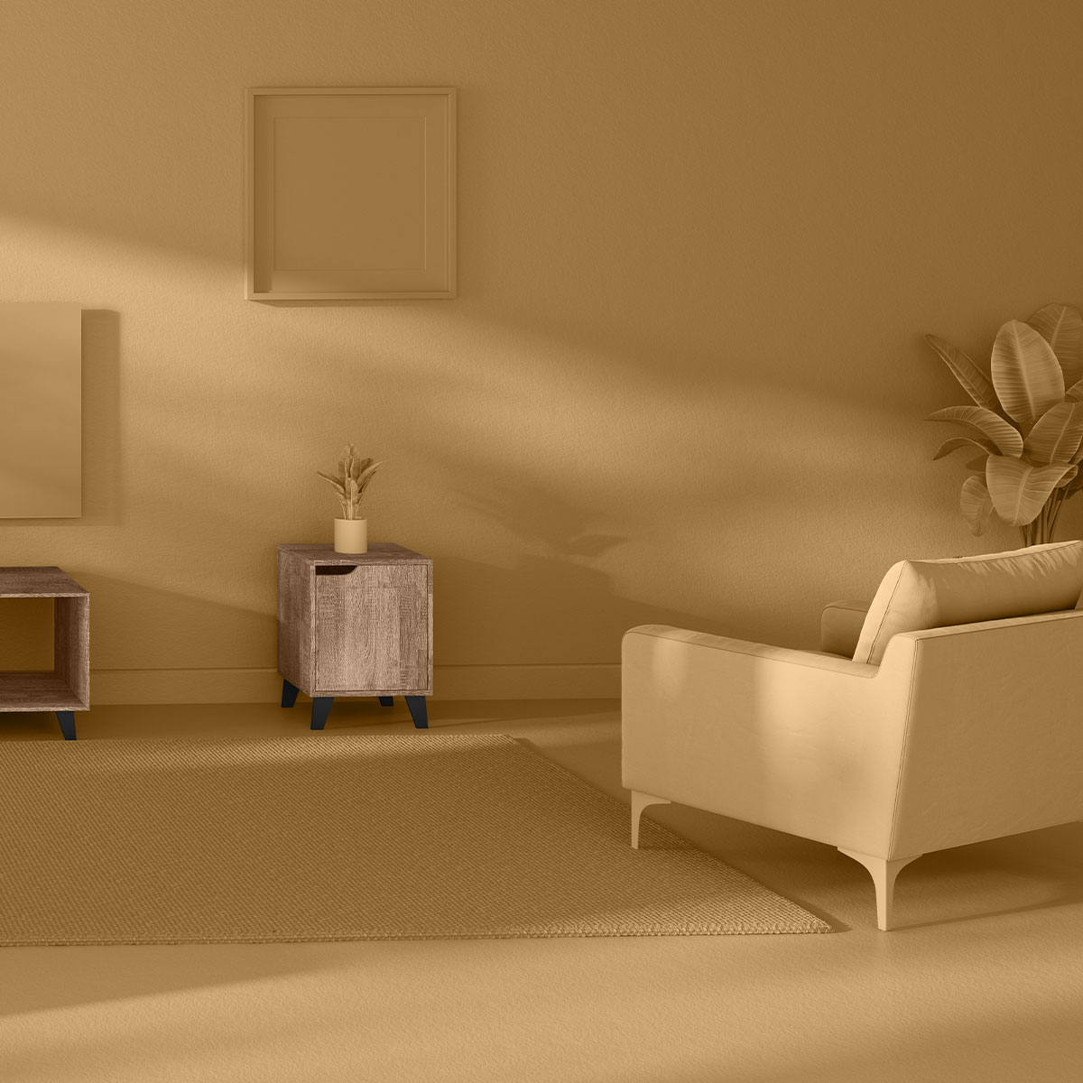 Chevet effet chêne naturel, noir Ceda