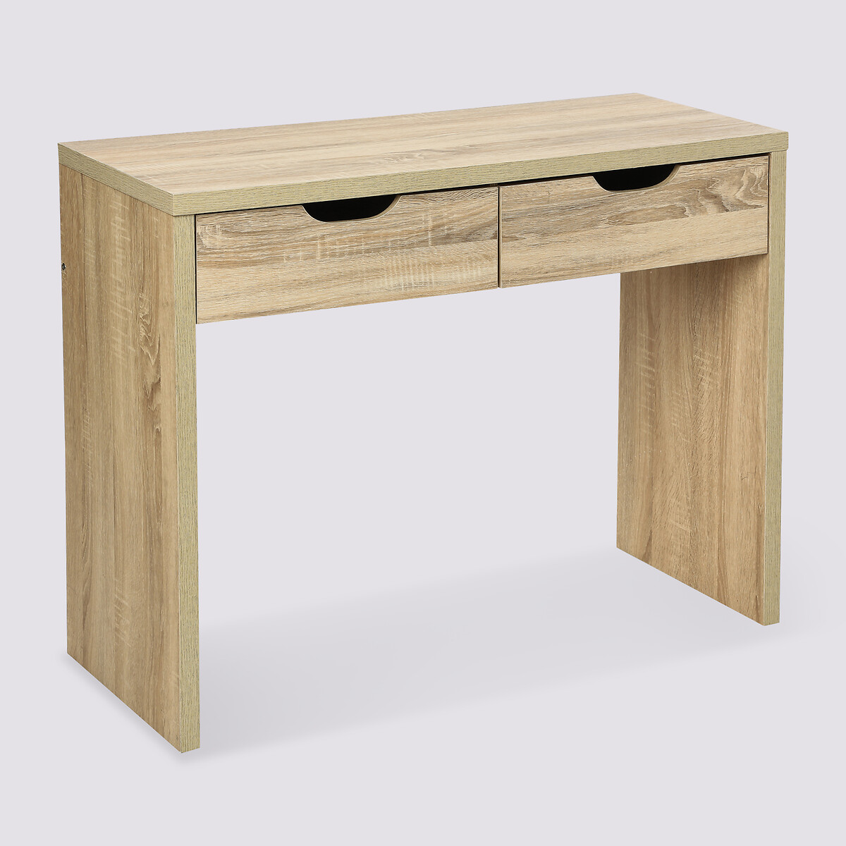 Console 2 tiroirs, effet chêne naturel Bivoak