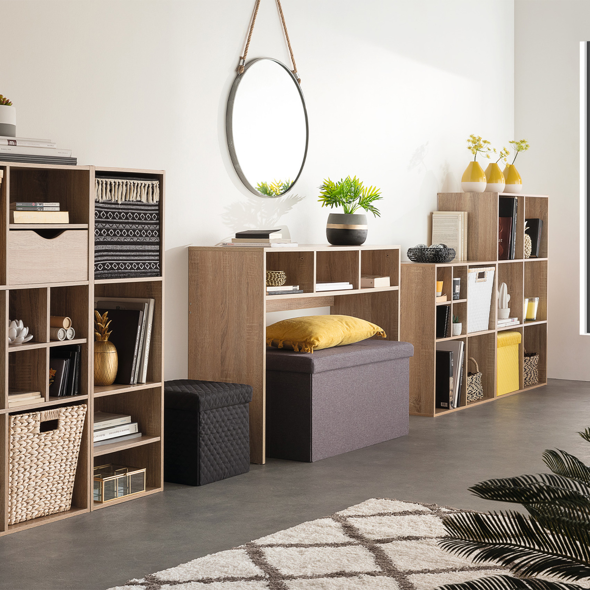 Console 3 cases, effet chêne naturel Mix'n modul