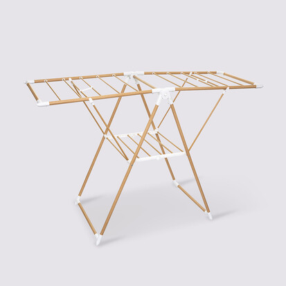 Étendoir à linge pliant pont 13m, effet bois Bara