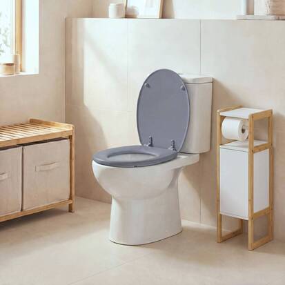 Abattant wc bois laqué, gris Colorama