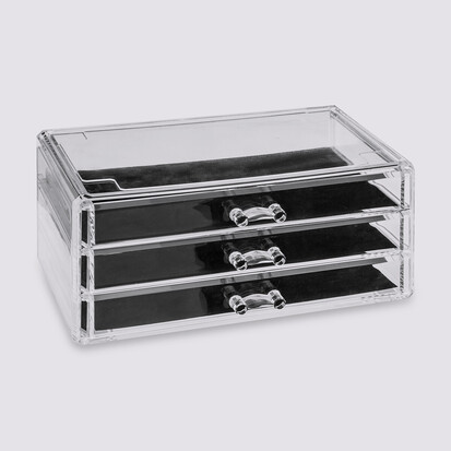Boîte à bijoux 3 tiroirs, transparent Selena