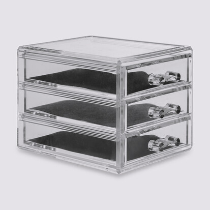 Boîte à bijoux 3 tiroirs, transparent Selena