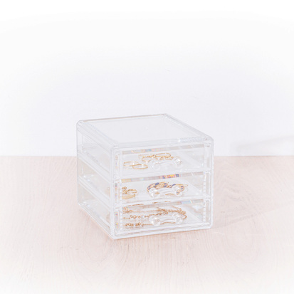 Boîte à bijoux 3 tiroirs, transparent Selena