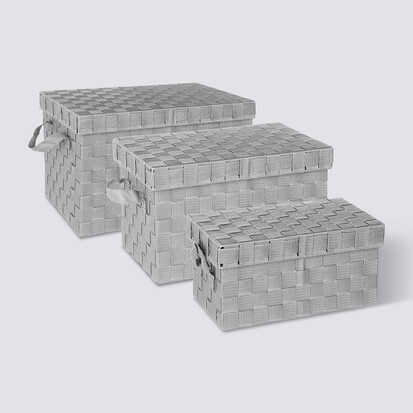3 boîtes de rangement, gris Lise