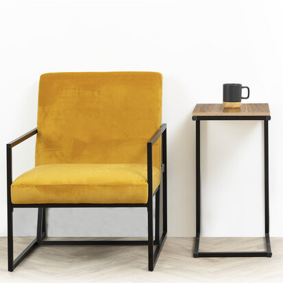 Bout de canapé indus, effet bois foncé 