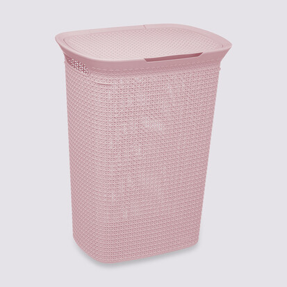 Panier à linge plastique 57l, rose Scandi