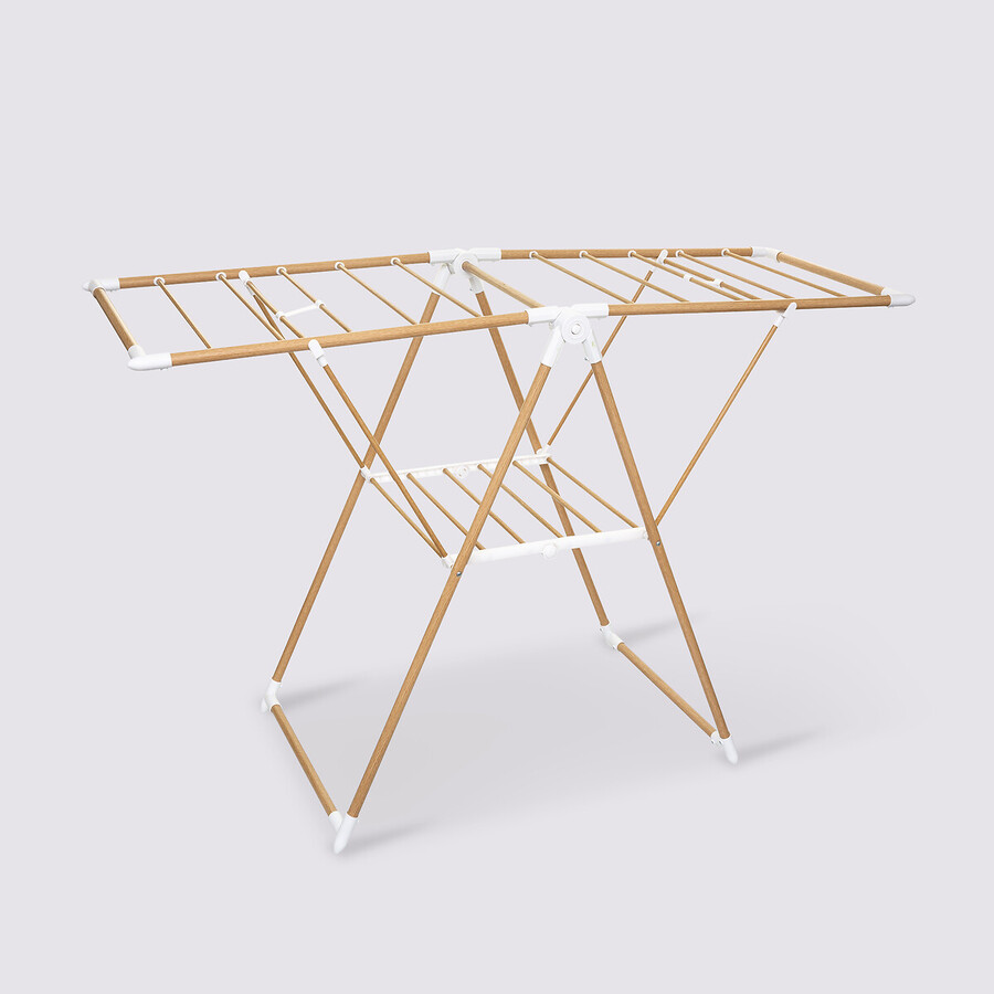 Étendoir à linge pliant pont 13m, effet bois Bara