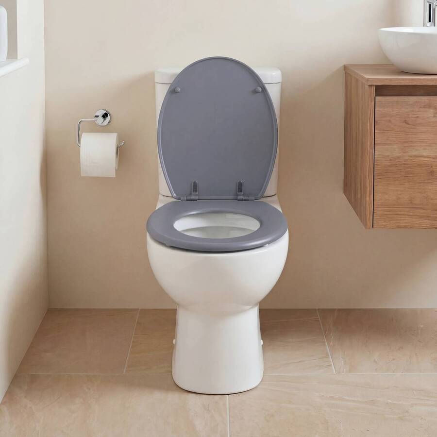 Abattant wc bois laqué, gris Colorama