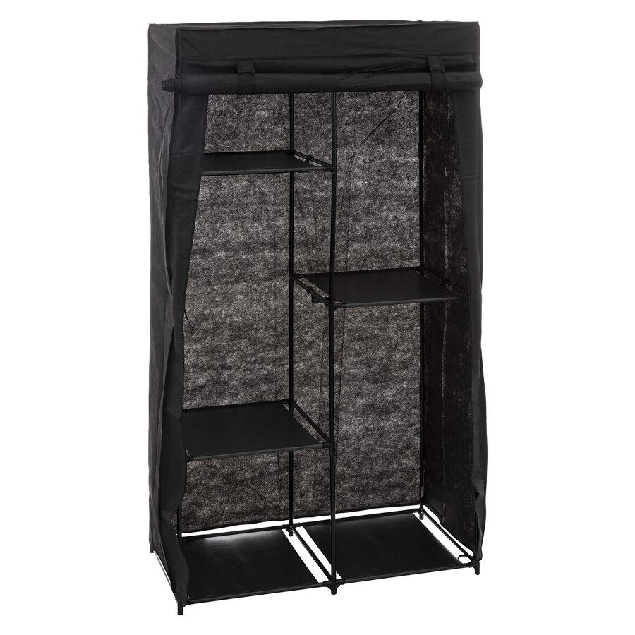 Armoire penderie modulable, tissu noir 