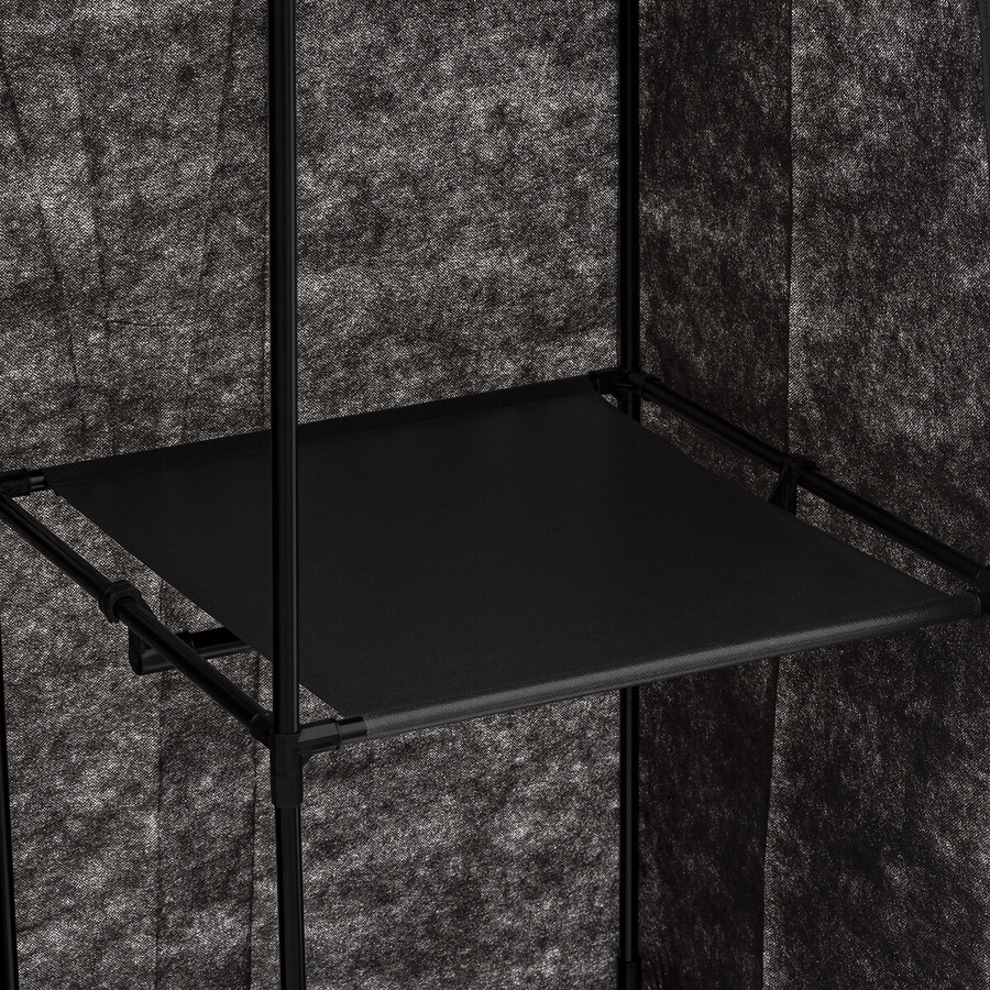 Armoire penderie modulable, tissu noir 