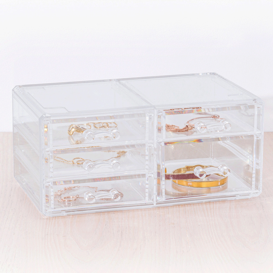 Boîte à bijoux 5 tiroirs, transparent Selena
