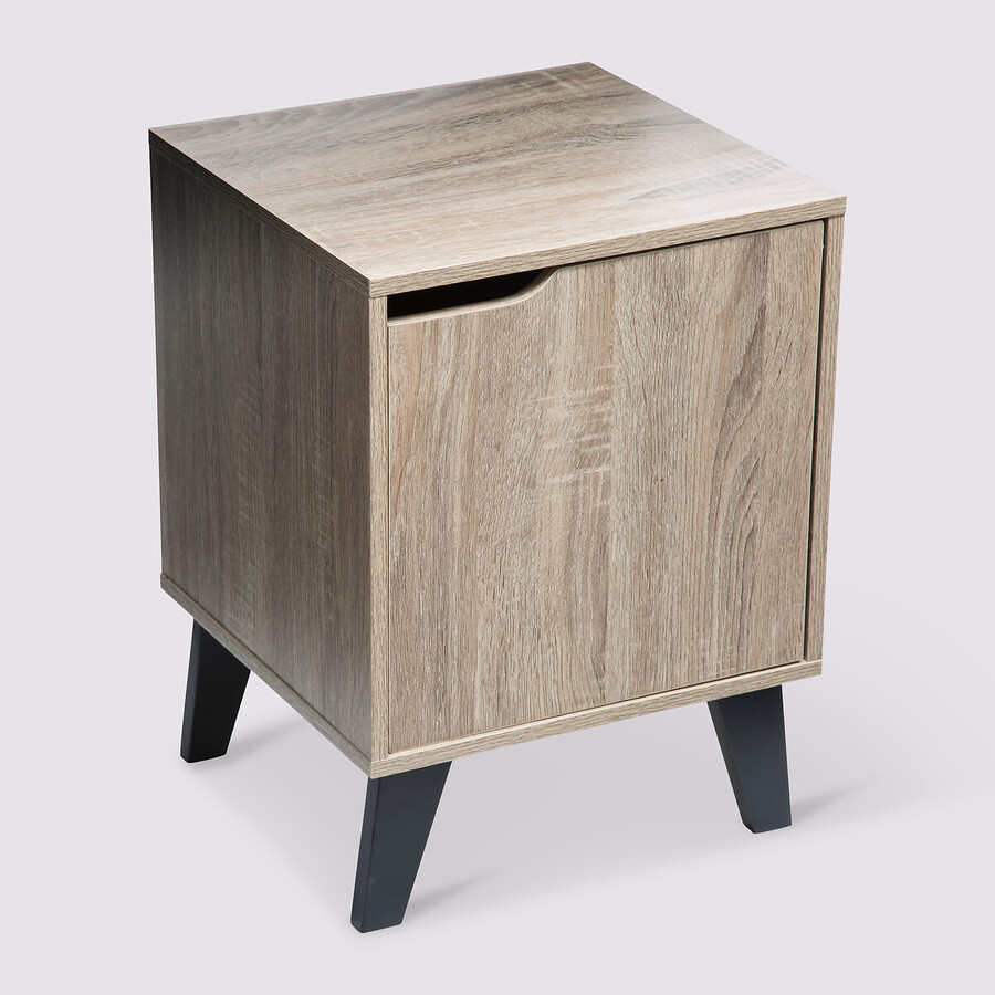 Chevet effet chêne naturel, noir Ceda