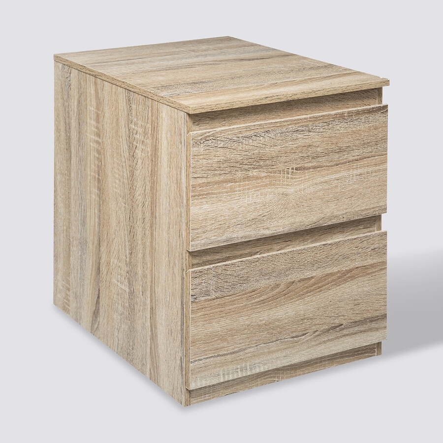 Commode 2 tiroirs, effet bois naturel Dolo
