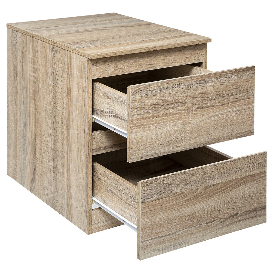 Commode 2 tiroirs, effet bois naturel Dolo