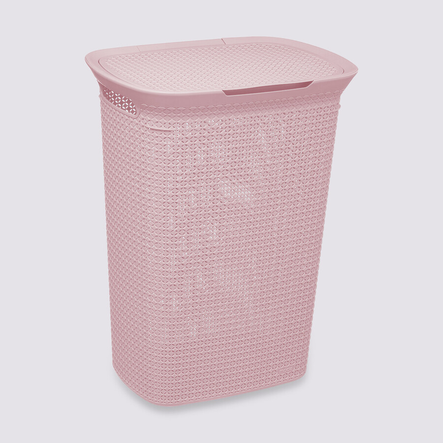 Panier à linge plastique 57l, rose Scandi