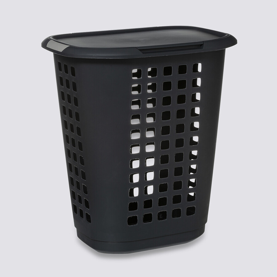 Panier à linge plastique 63l, gris Hugger