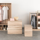 Commode 2 tiroirs, effet bois naturel Dolo