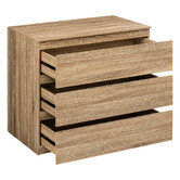 Commode 3 tiroirs, effet bois naturel Dolo