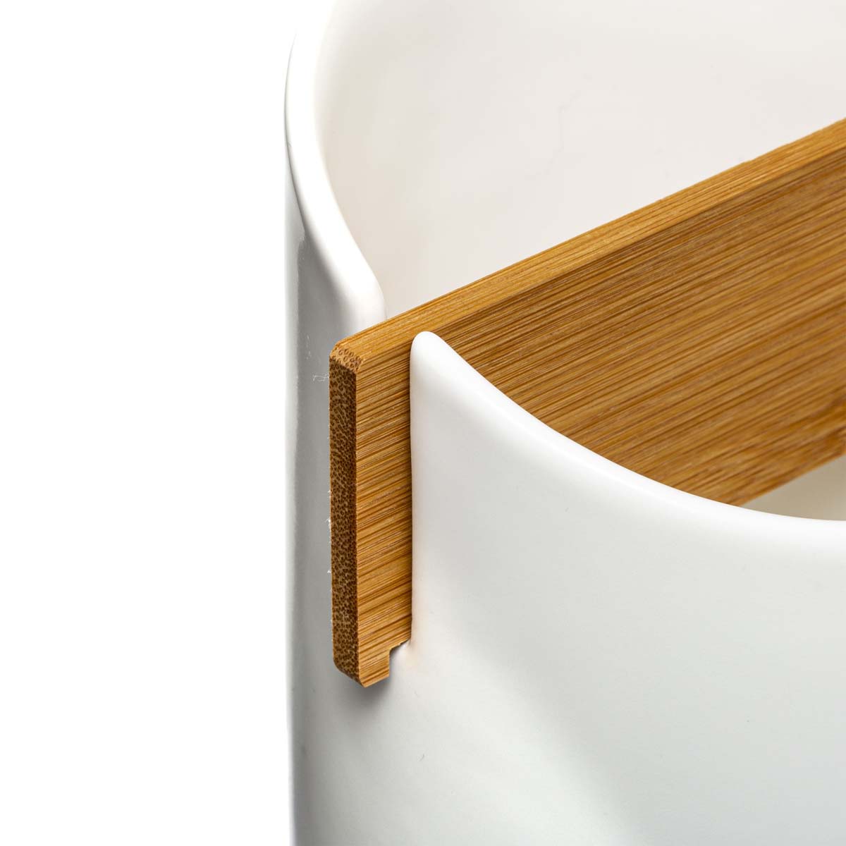 Pot à ustensiles 2 compartiments, blanc Seramik