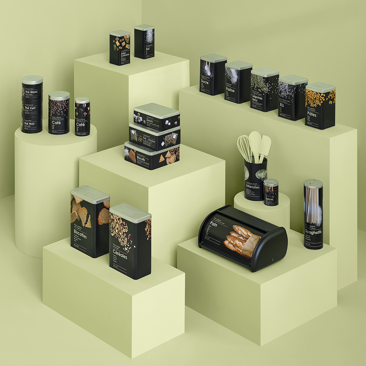 Boîte à café métal 500g, noir Black edition