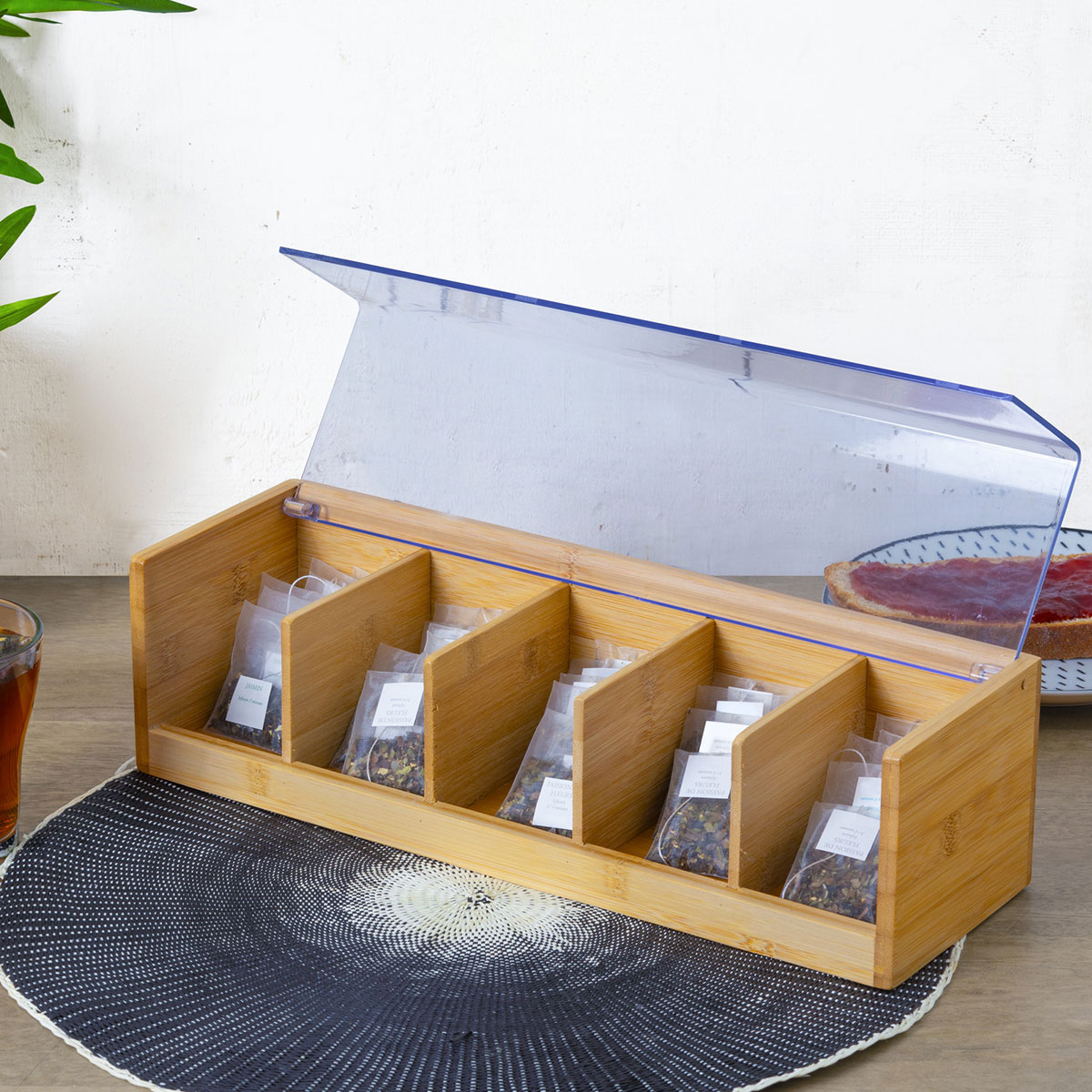 Boîte à thé 5 compartiments Bambou